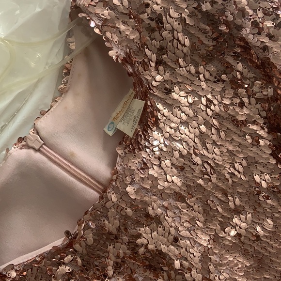 Rubber Ducky Productions Sequin-dy City Rose Gold Pink Mini Dress Size L - Picture 5 of 9